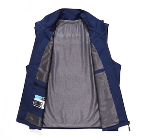 Detail of breathable mesh lining and inner zipper pocket on casual outdoor vest
