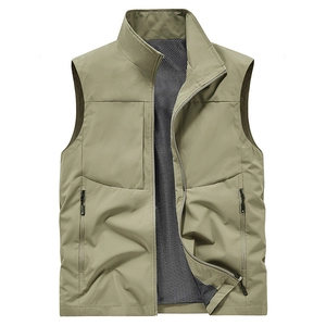 Gilet da Lavoro Outdoor da Uomo Asciugatura Rapida Impermeabile Collo Alto Multitasche Leggero Traspirante Giacca Senza Maniche per Viaggi Trekking Pesca