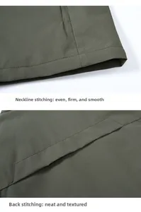 Detail of high-quality double stitching on the collar and hidden pocket of the vest