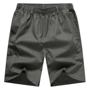 Men Casual Pure Cotton Cargo Shorts Summer Loose Elastic Waist Multi Pockets Solid Color Work Shorts Plus Size Bottoms