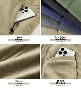 Détails de la veste coupe-vent avec doublure polaire et poches zippées en cinq couleurs