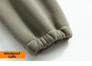 Detail of elastic windproof cuffs on high-quality thermal fleece jacket for winter