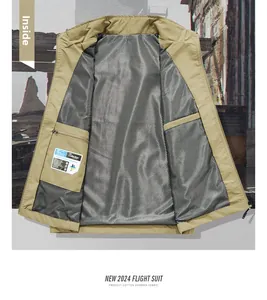Detail of grey mesh lining with a functional zipper pocket on khaki outdoor vest