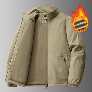 Veste Coupe-vent d'Hiver Doublée en Polaire pour Hommes Col Montant Vêtement de Sport Décontracté Manteau Chaud Épais avec Poches