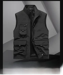 Detail of multi-pocket tactical vest featuring breathable mesh lining and durable zippers