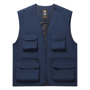 Men's Outdoor Multi-pocket Quick Dry Vest Lightweight Waterproof Fishing Photography Hiking Tactical Waistcoat Sporty Casual Sleeveless Jacket