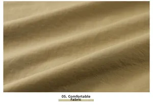 Close-up of breathable khaki cotton-linen fabric texture with fine weave detail