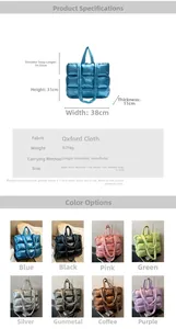 Quilted puffer tote dimensions and colorful 8-color selection of the oxford bag