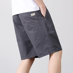 Short Décontracté en Coton pour Hommes Été Mince Coupe Large Pantalon à Cinq Points Taille Élastique Cordon de Serrage Sport