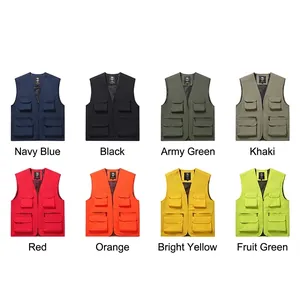 Outdoor multi-pocket functional fishing vest available in 8 colors for men hiking