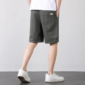 Short cargo décontracté en coton pour homme, vert olive, avec poche arrière classique