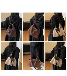Detailed views of vintage Maillard style tote bag in brown and beige colors
