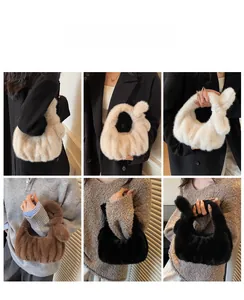 Vues détaillées du sac à main en fausse fourrure en plusieurs couleurs et styles