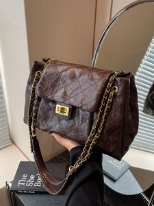 Vintage Quilted Diamond Crossbody Bag For Women Luxury PU Leather Chain Shoulder Bag Fashion Square Underarm Bag With Lock