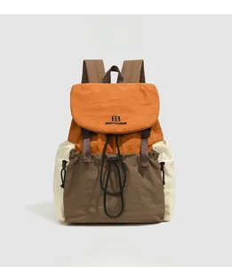 Detail of multi-color outdoor backpack with flip-top buckle and waterproof nylon fabric