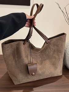 Retro Frosted PU Leather Tote Bag Large Capacity Commuter Shoulder Bag For Women Vintage Minimalist Bag With Sub Pouch