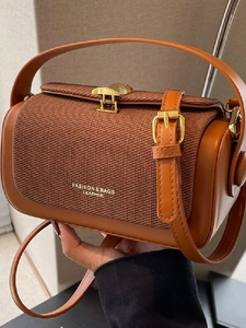 Borsa a Spalla Vintage da Donna in Pelle PU Patchwork Intrecciato Borsa a Mano Moda Piccola Borsa Quadrata Con Serratura