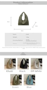 Spécifications détaillées des tailles et dimensions du grand sac à main décontracté femme