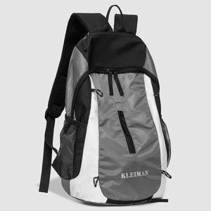 Close-up of lightweight sports backpack featuring ripstop nylon and ergonomic mesh straps