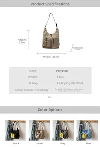 Tabella tecnica delle taglie e opzioni di colore per la borsa shopper in tela multitasche