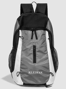Large capacity lightweight gray plaid sports backpack for travel and commuting