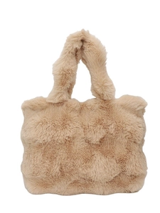 Soft faux fur tote bag in beige with large capacity for autumn winter commute style