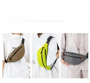 Detailansicht der leichten Outdoor-Brusttaschen in drei karierten Farbmustern