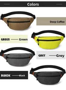 Auswahl an karierten Outdoor-Brusttaschen in den Farben Dunkelkaffee, Grün, Grau und Schwarz
