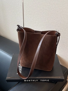 Vintage Matte PU Leather Bucket Bag For Women Retro Frosted Crossbody Shoulder Bag Versatile Commuter Handbag Elegant Ladies Purse