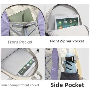 Detail view of large capacity hiking backpack with multiple storage compartments