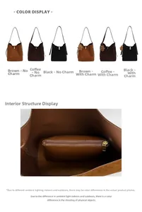 Detail view of large capacity tote bag colors with inner pouch and bear charms