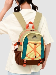 Outdoor hiking backpack with multicolor splicing and front elastic compression cords