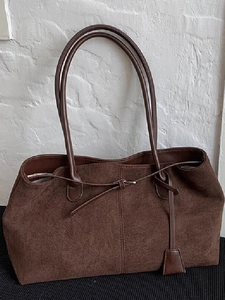 Borsa Tote in Pelle PU Smerigliata Retrò a Grande Capacità per Donna Borsa a Tracolla con Cravatta Decorativa Borsa da Ascella Semplice Casual