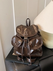 Vintage PU Leather Travel Backpack For Women Large Capacity Fashion Schoolbag With Contrasting Stitching High End Commute Bag