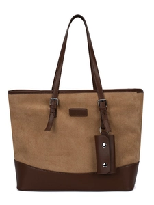 Leopard print vintage large capacity faux suede tote bag with adjustable shoulder straps