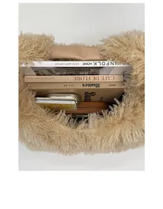 Detailed interior view of a plush tote bag showcasing its large capacity for daily items