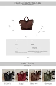 Tableau des tailles et comparaison en quatre couleurs du sac cabas en toile gaufrée