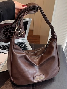 Women Fashion PU Leather Shoulder Bag Casual Large Capacity Hobo Bag Stitching Zipper Commuting Dumpling Bag Crossbody Bag