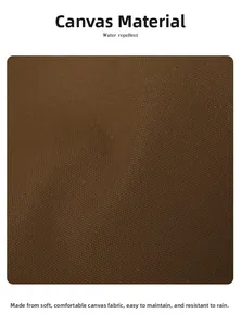 Detail of dark brown canvas fabric with water repellent coating and soft texture