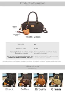 Size chart showing 23x12x7cm dimensions for the vintage PU leather Boston bowling bag