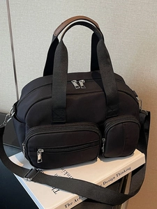 Large Capacity Canvas Crossbody Bag For Women Multi Pocket Outdoor Travel Tote Shoulder Bag Casual Solid Color Handbag