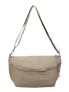 Minimalist khaki nylon crescent crossbody bag with adjustable strap in high-quality finish