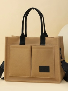 Sac Fourre-tout en Toile pour Femmes Grande Capacité Multi-Poches Sac Bandoulière Décontracté avec Large Bandoulière Réglable Sac à Main Voyage Travail