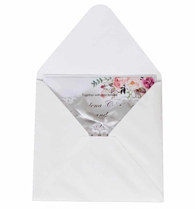 Invitation de mariage découpée au laser avec ruban blanc et enveloppe assortie