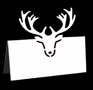 Laser-cut reindeer place card in white cardstock for Christmas table setting