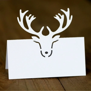 Laser Cut Reindeer Seating Place Cards Pearlescent Paper Table Name Cards For Wedding Christmas Party Banquet Decoration