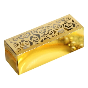 Detailed laser-cut rose hollow design on premium golden wedding favor gift box