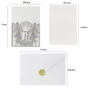 Laser cut invitation set with fairy castle glitter cover, inner sheet, and envelopes
