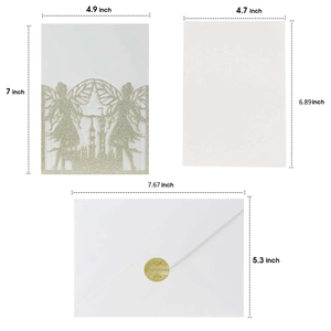 Detailed view of laser-cut fairy and castle invitation set with dimensional markers