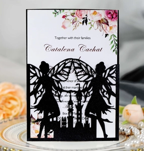 Laser Cut Fairy Castle Invitation Cards Artificial Pearl Paper Romantic Butterfly Greeting Card For Wedding Party Banquet Elegant